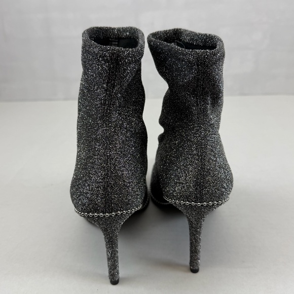 Coach Silver‎ Gray Glitter Stretch Sock Booties Beaded Pointed Toe Heels Size 10 - Picture 5 of 9